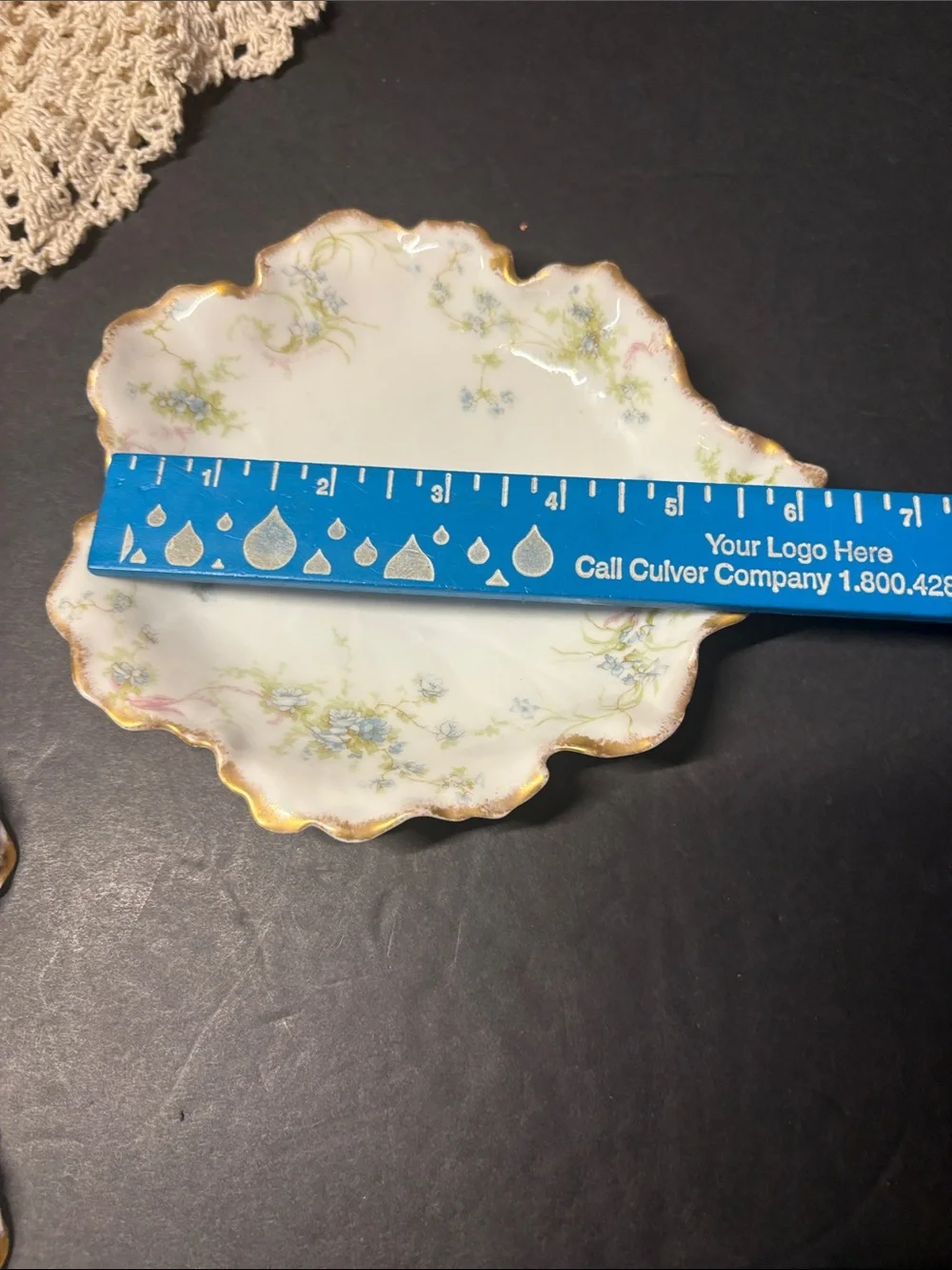 Antique Haviland&Co Limoges Blue Floral 6” Bon-Bon Dish Victorian Cottage Core